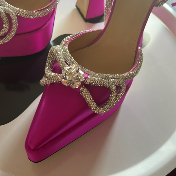 Mach & Mach Strass Bow Double Ankle-Strap Pumps size 10/Eu 40 - Picture 6 of 10